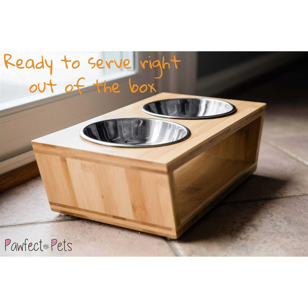 Elevated Dog Bowl Stand with 4 Stainless Steel Bowls X948