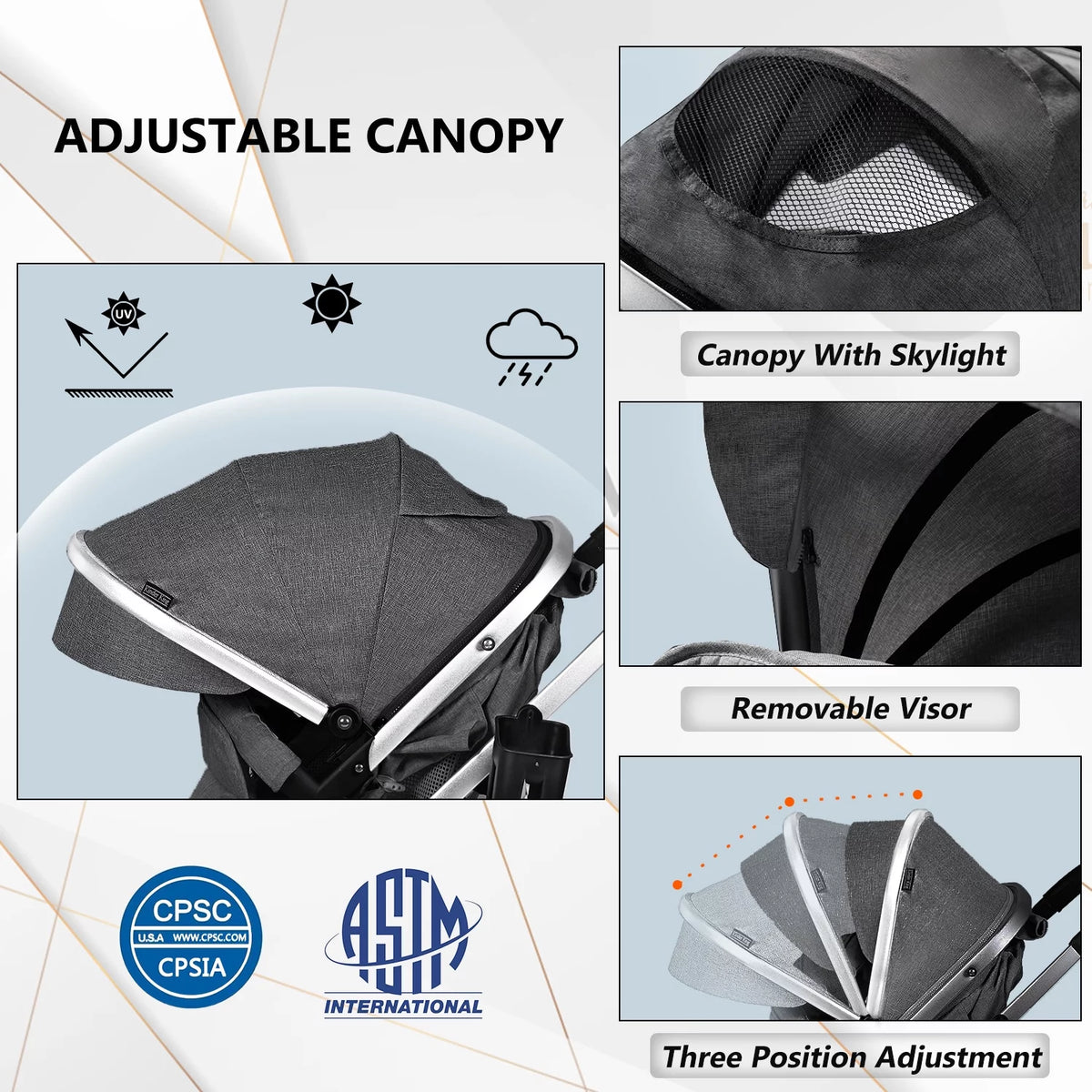 2 in 1 Convertible Baby Stroller Dark Grey R66780