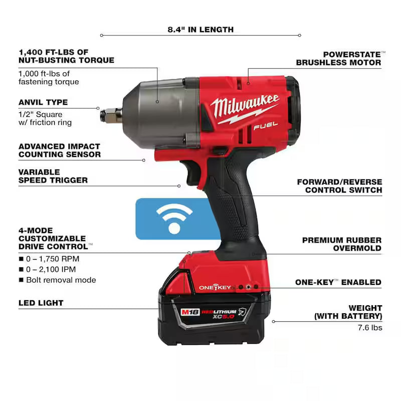 18V Brushless Cordless 1/2 in. Impact Wrench with Friction Ring and Impact Socket Set V6335