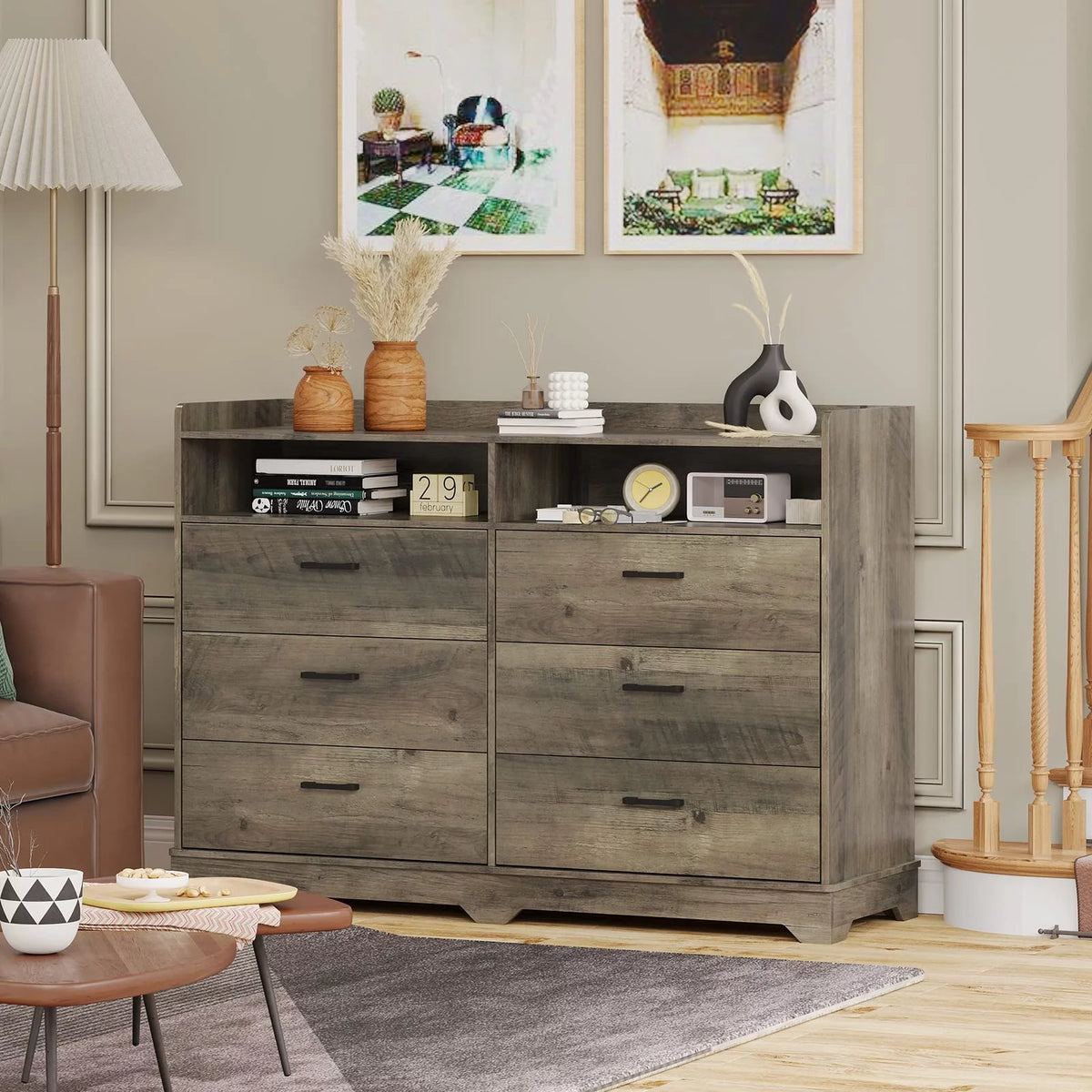 Black 6 Drawers Dresser O40136
