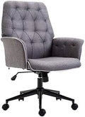 Dark Grey Tufted Linen Home Office Desk Chair V39133