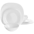 12 Piece White Tempered Opal Glass Dinnerware Set R271