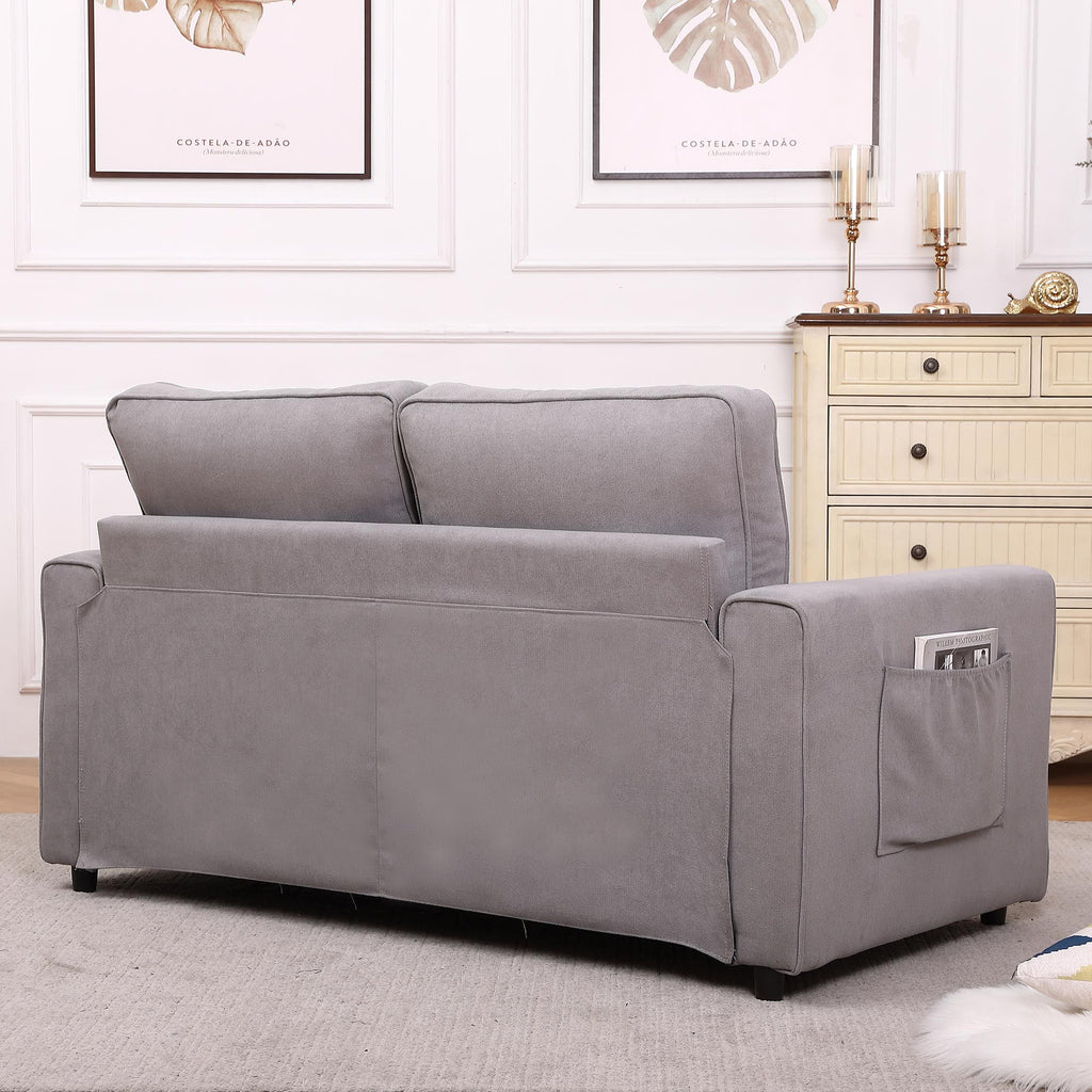 Upholstered Convertible Futon Sofa Bed with Side Pockets B829