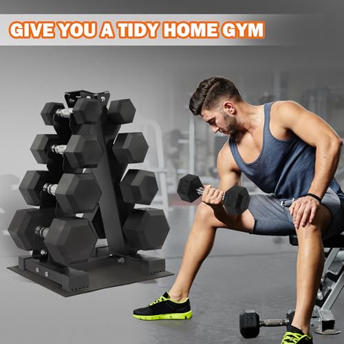 Rubber Encased Hex Dumbbell Set with Rack G57318