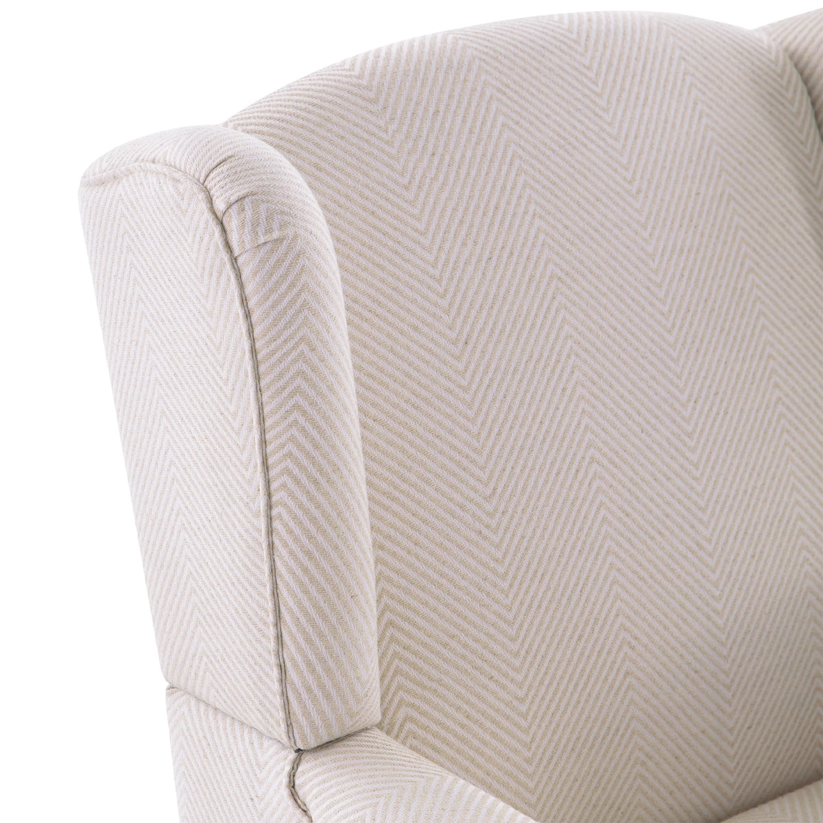 Tan Twill Upholstered Wingback Accent Chair with Solid Wood Legs I8951
