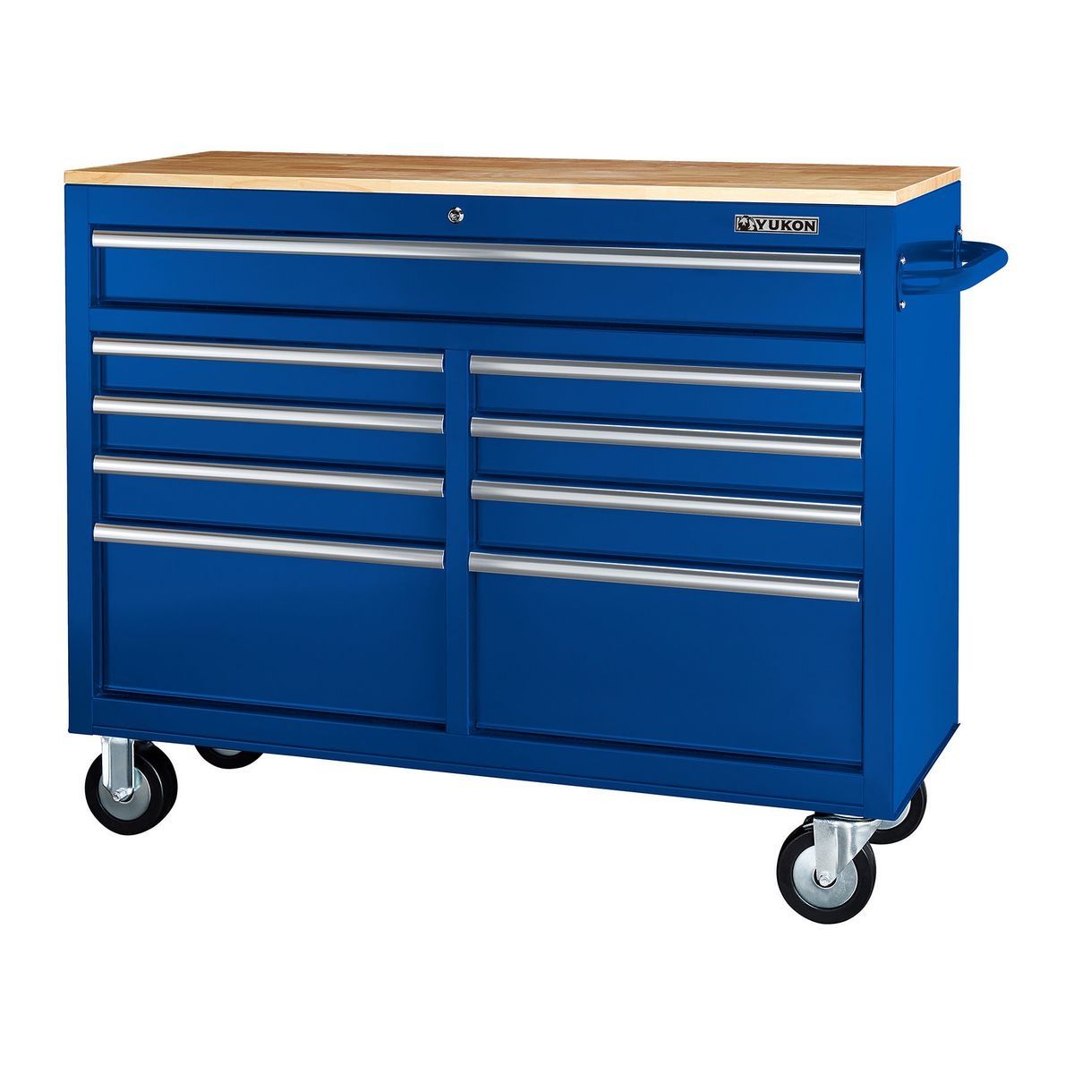 Black 9-Drawer Mobile Storage Cabinet with Solid Wood Top S6745