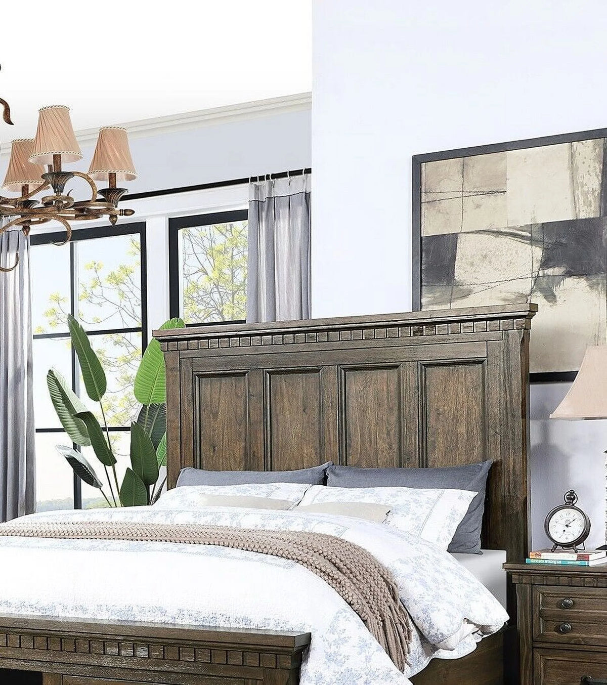 Antique Brown Queen Size 4pc Bedroom Furniture Y753
