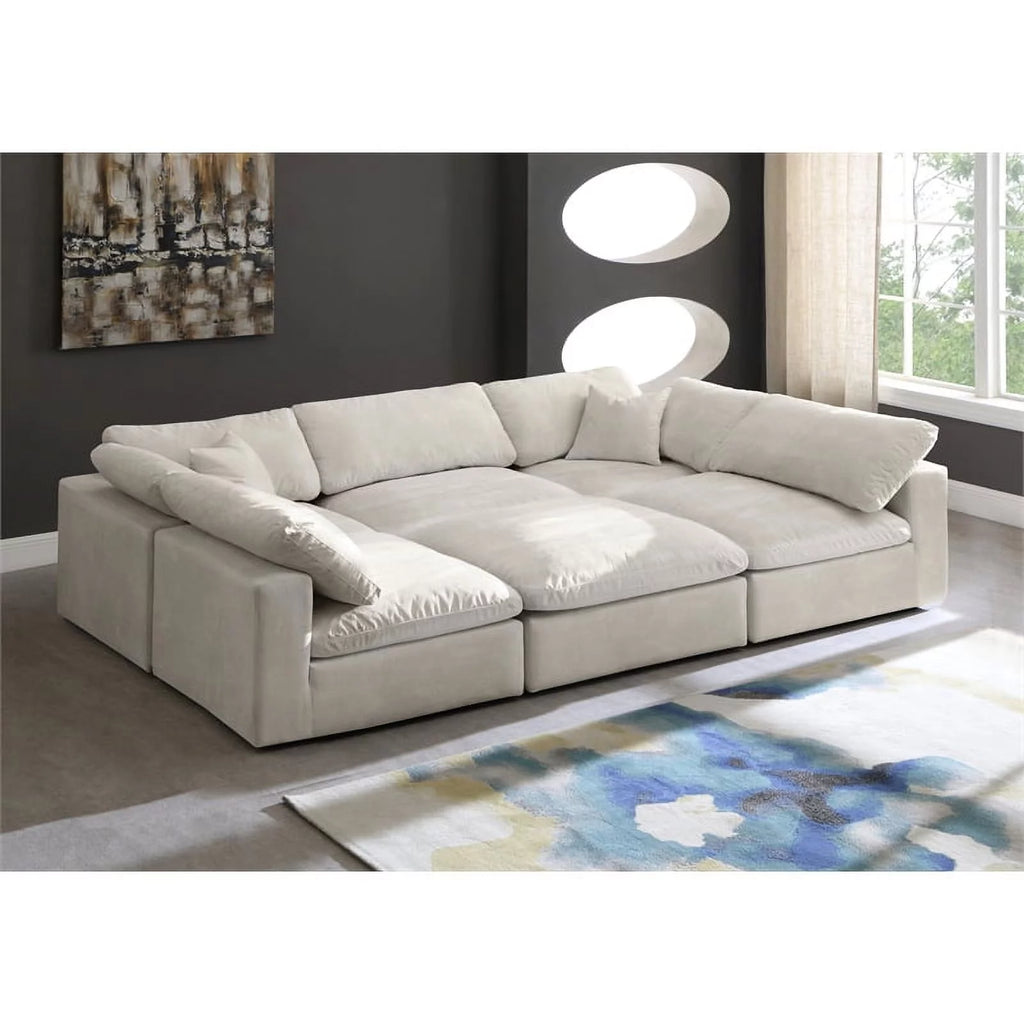 Cream Velvet Modular Sectional B558
