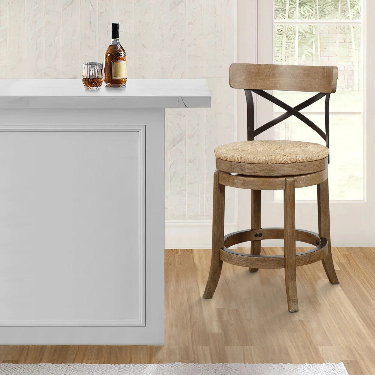 24 Inch Wood Swivel Counter Stool Z98014