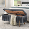 Grey Velvet Upholstered Storage Bench X289041