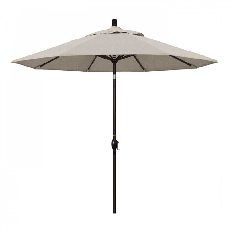 9' Patio Umbrella with Bronze Aluminum Pole and Ribs Push Button Tilt Crank Lift J306148