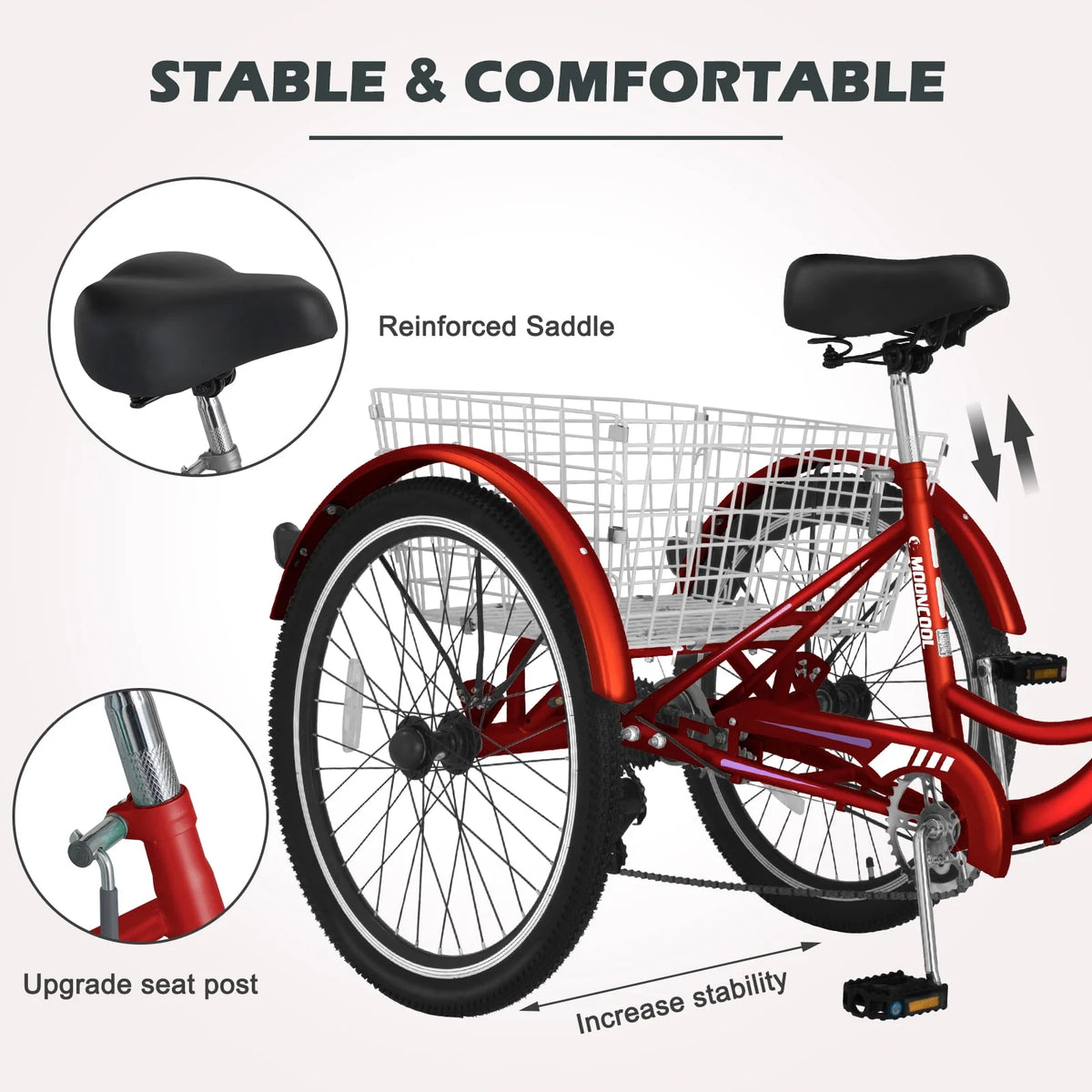 20/24/26 inch 7 Speed Folding Adult Tricycle with Cargo Basket S2377