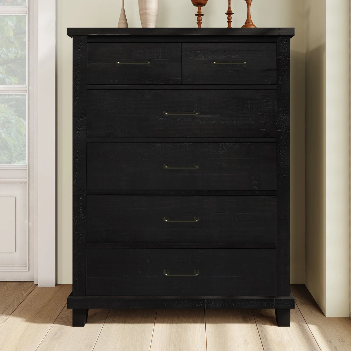 Solid Pine Wood Six-Drawer Chest K306741
