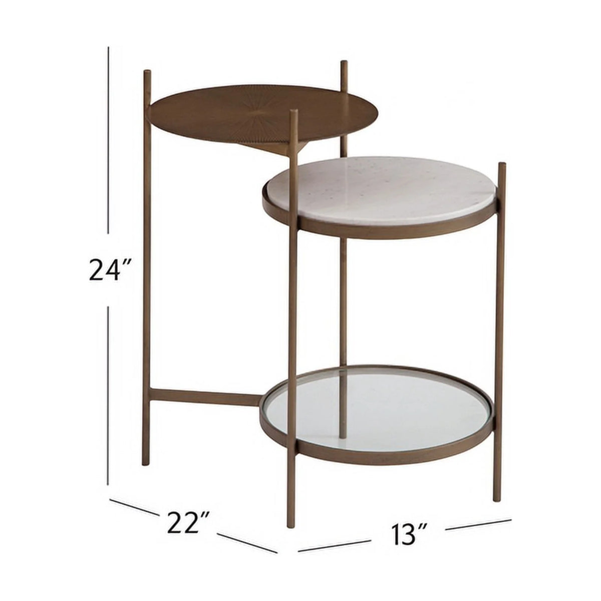 Gold Accent Table with Marble Shelf P181