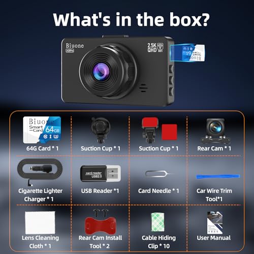 Dash Cam Front and Rear 1080P with 32G Card Night Vision J714