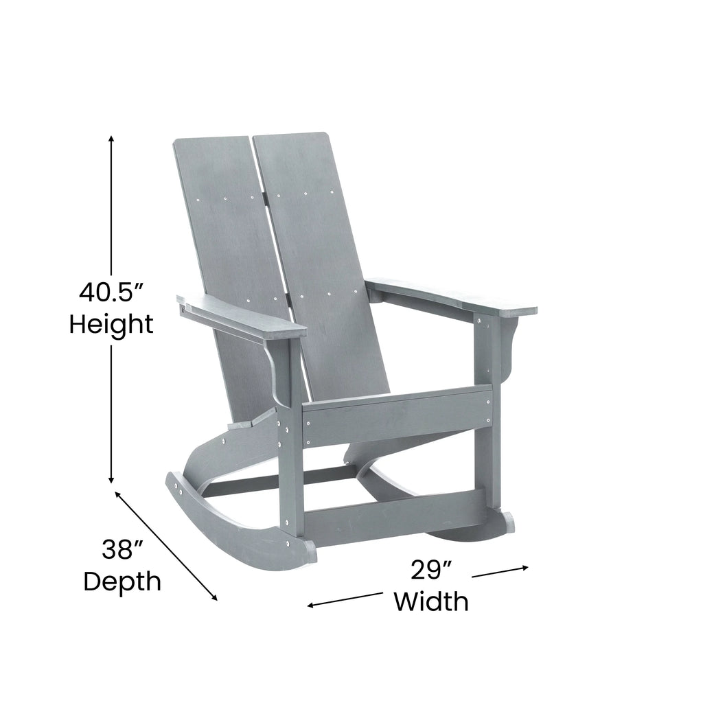 Gray 2-Slat Poly Resin Rocking Adirondack Chair S464