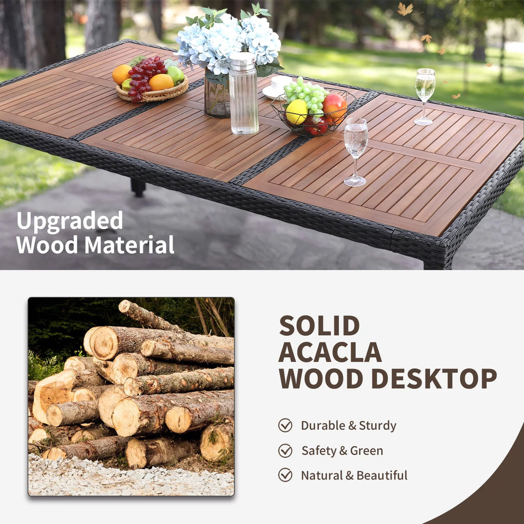 7 Pieces PE Rattan Wicker Patio Dining Set with Cushions G821