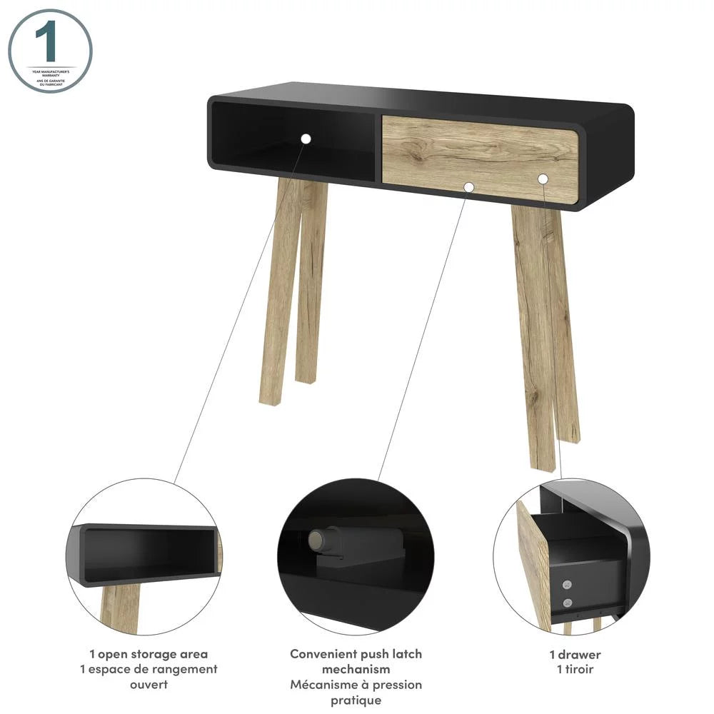 Black Sandy Brown Oak Console Table L9800