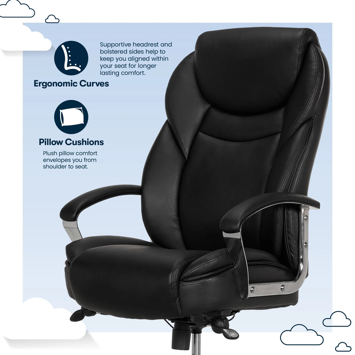 Black Bonded Leather Big & Tall Office Chair E30500