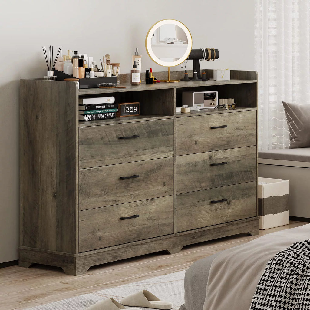 Black 6 Drawers Dresser O40136