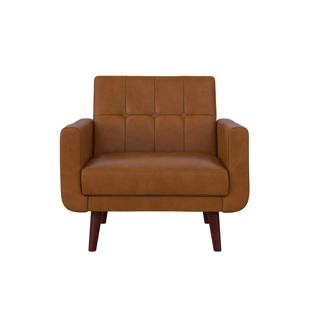 Camel Faux Leather Chair with Arms G8365