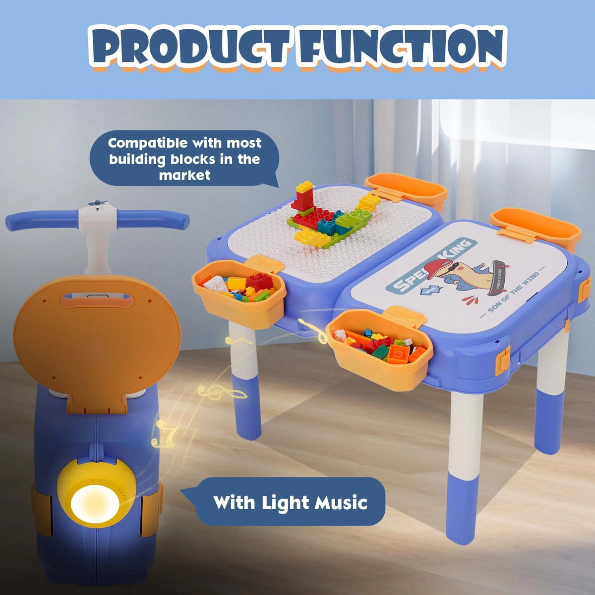 Kids Table and Chairs Set with Blocks V913