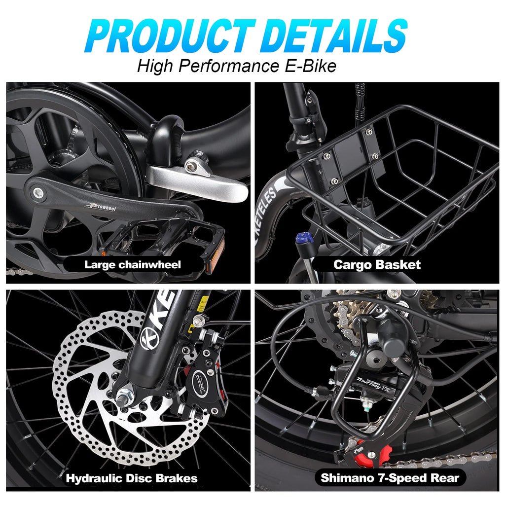 20 Fat Tire 1000W Electric Bike with 48V 17.5AH Removable Battery F526709