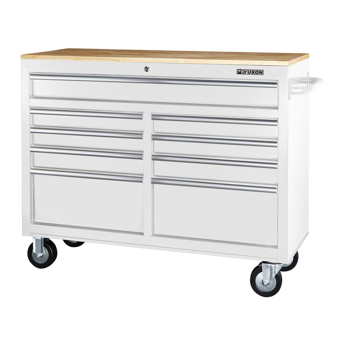 Black 9-Drawer Mobile Storage Cabinet with Solid Wood Top S6745