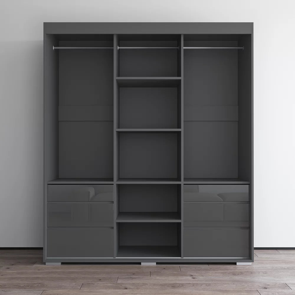 3 Door Modern Wardrobe with Mirror D552