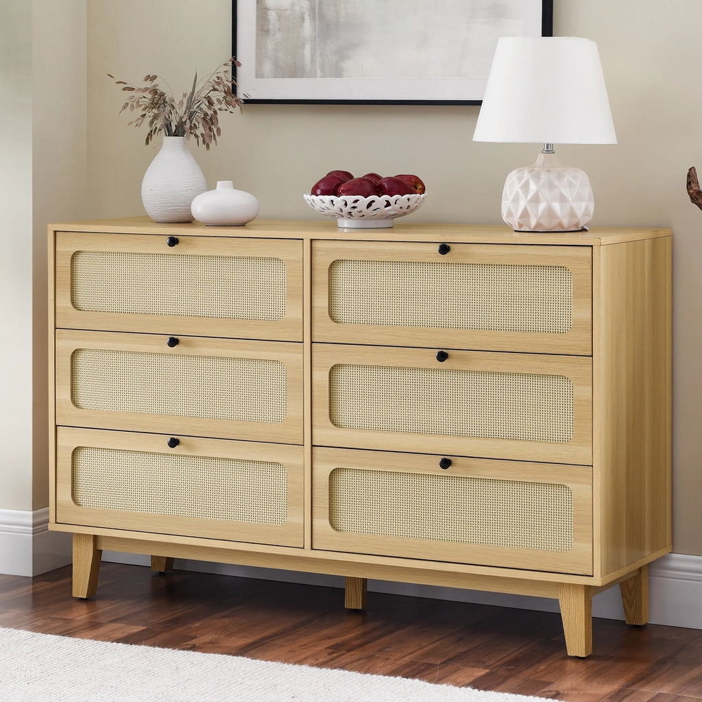 6 Drawer Rattan Dresser T112