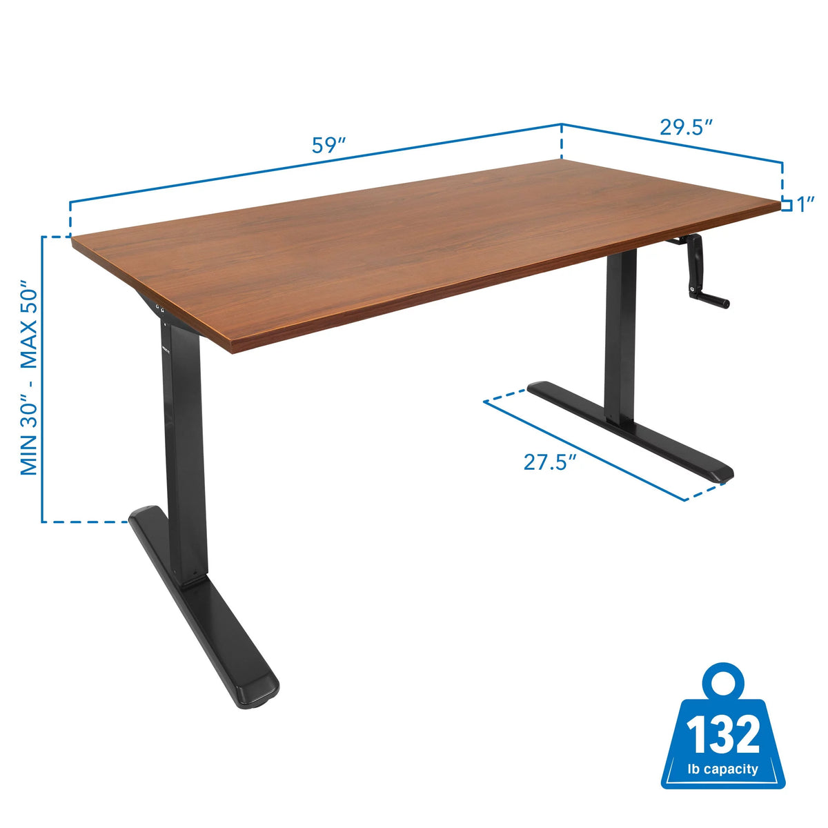 Hand Crank Standing Desk Frame with 55" Desktop I375562