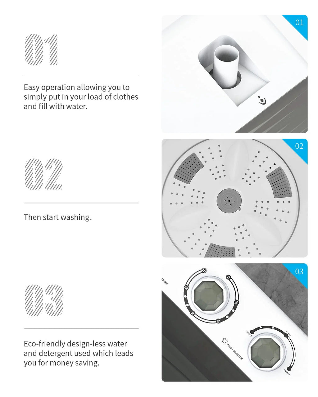 Portable 26lbs Twin Tub Compact Semi-automatic Washing Machine T8930