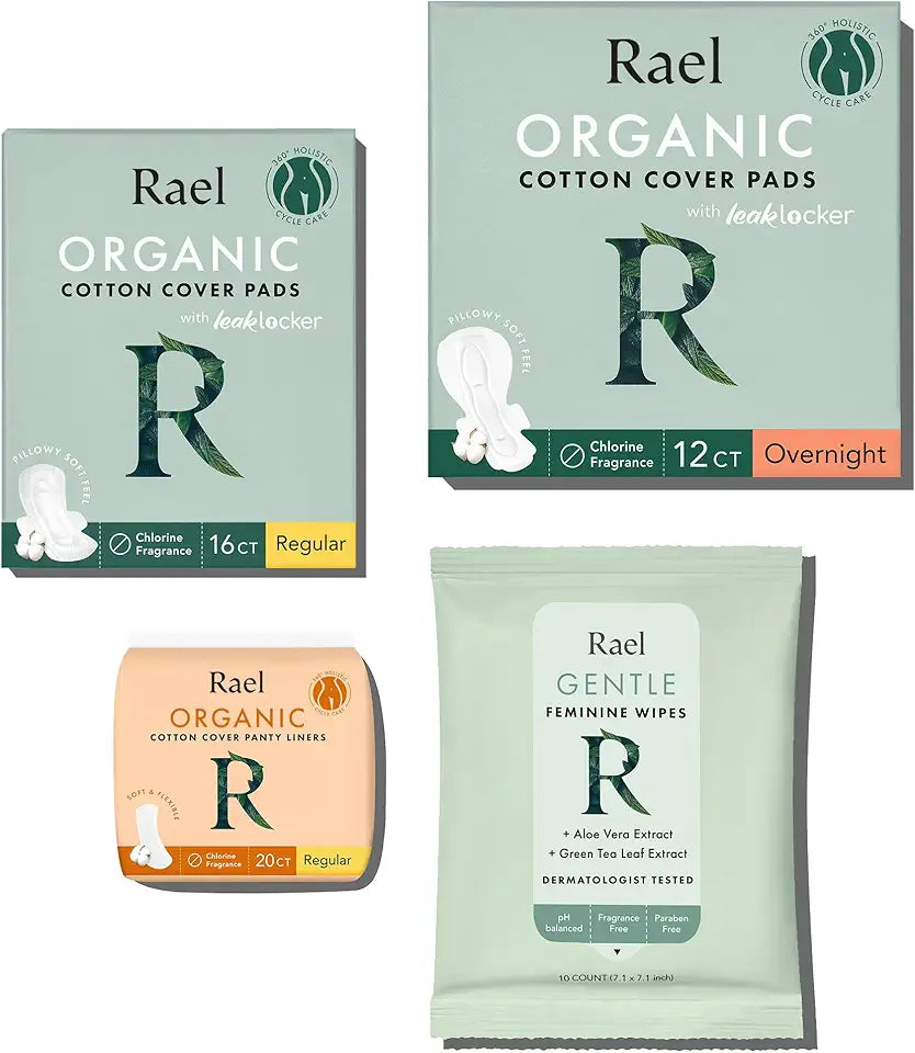 Organic Cotton Regular & Overnight Pads, Panty Liners and Feminine Wipes I22833