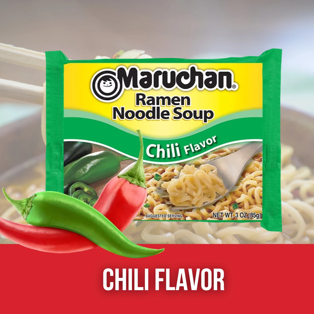 Instant Ramen Variety Pack 12 Packs 3oz Chicken Beef Chili Flavored Noodles V233060