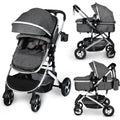 2 in 1 Convertible Baby Stroller Dark Grey R66780