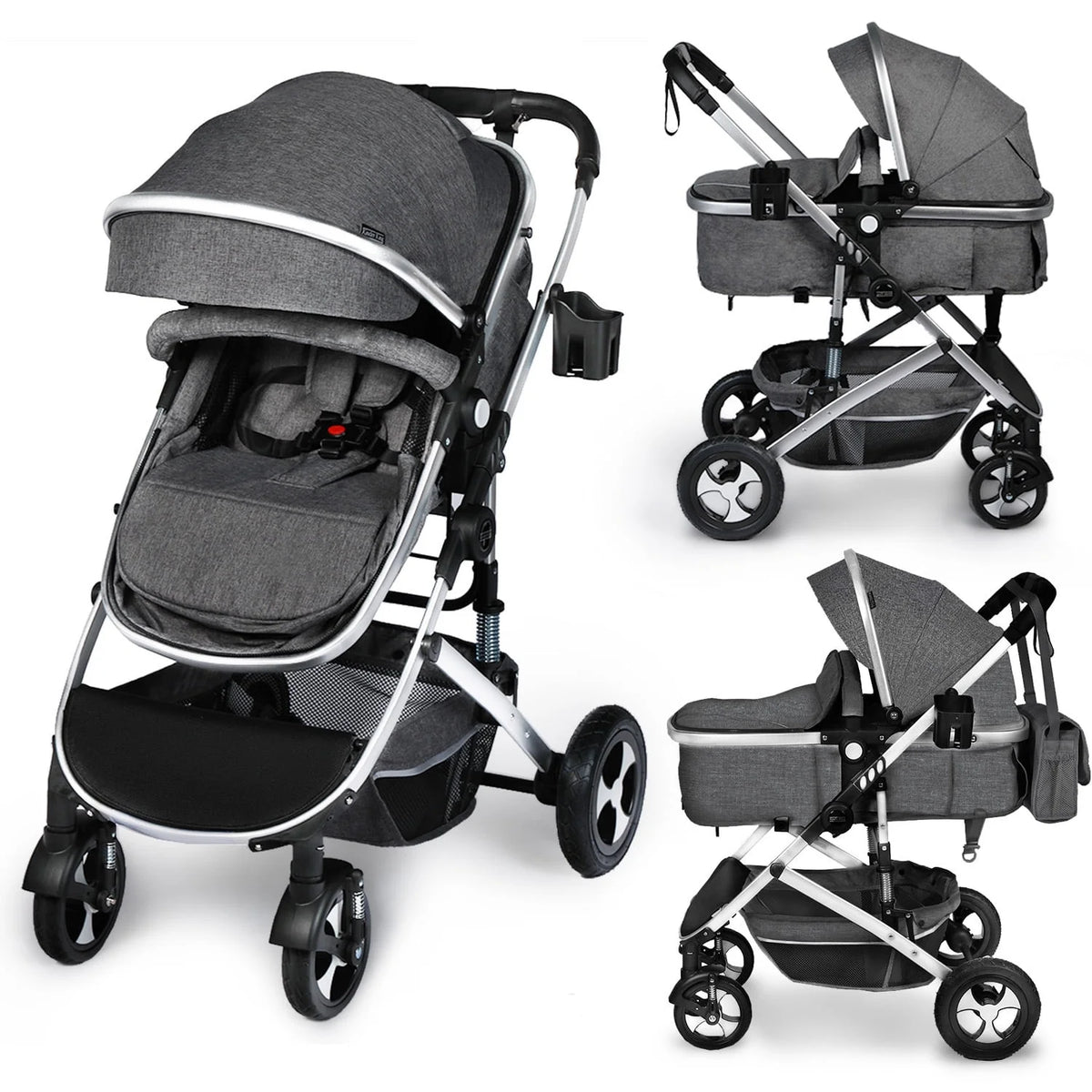2 in 1 Convertible Baby Stroller Dark Grey R66780