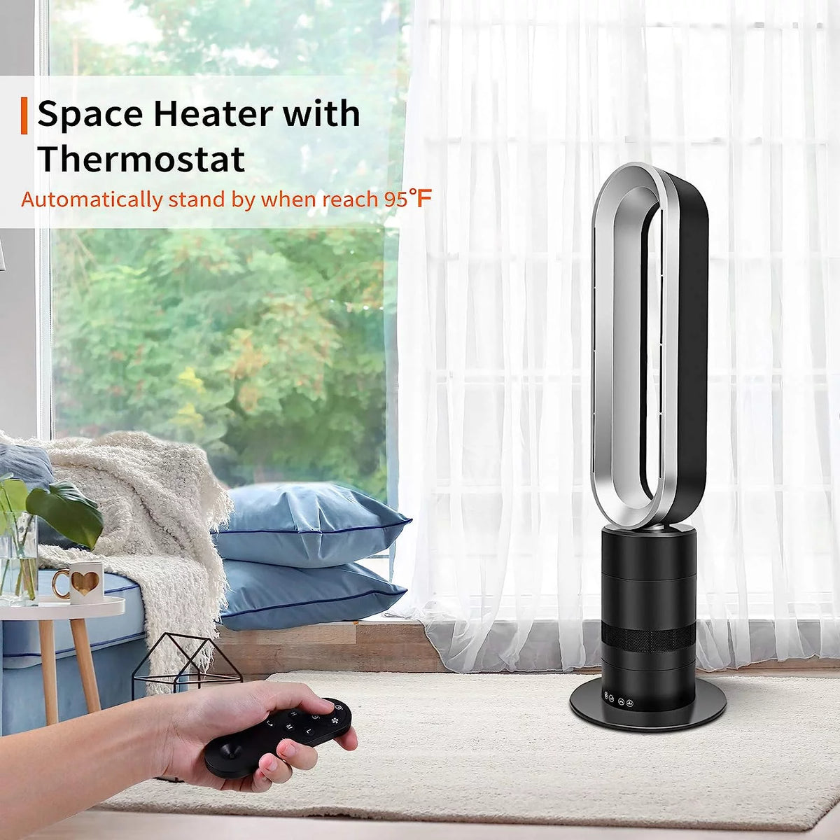 32-inch Bladeless Tower Fan Heater & Fan Combo with Remote Control N72793