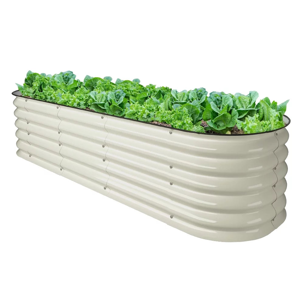 17" Tall Modular Corrugated Metal Raised Garden Bed Kit White 6.5'x2' T585