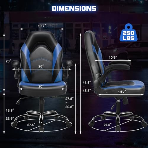 Blue Ergonomic Gaming Chair with Flip-up Armrests S4403
