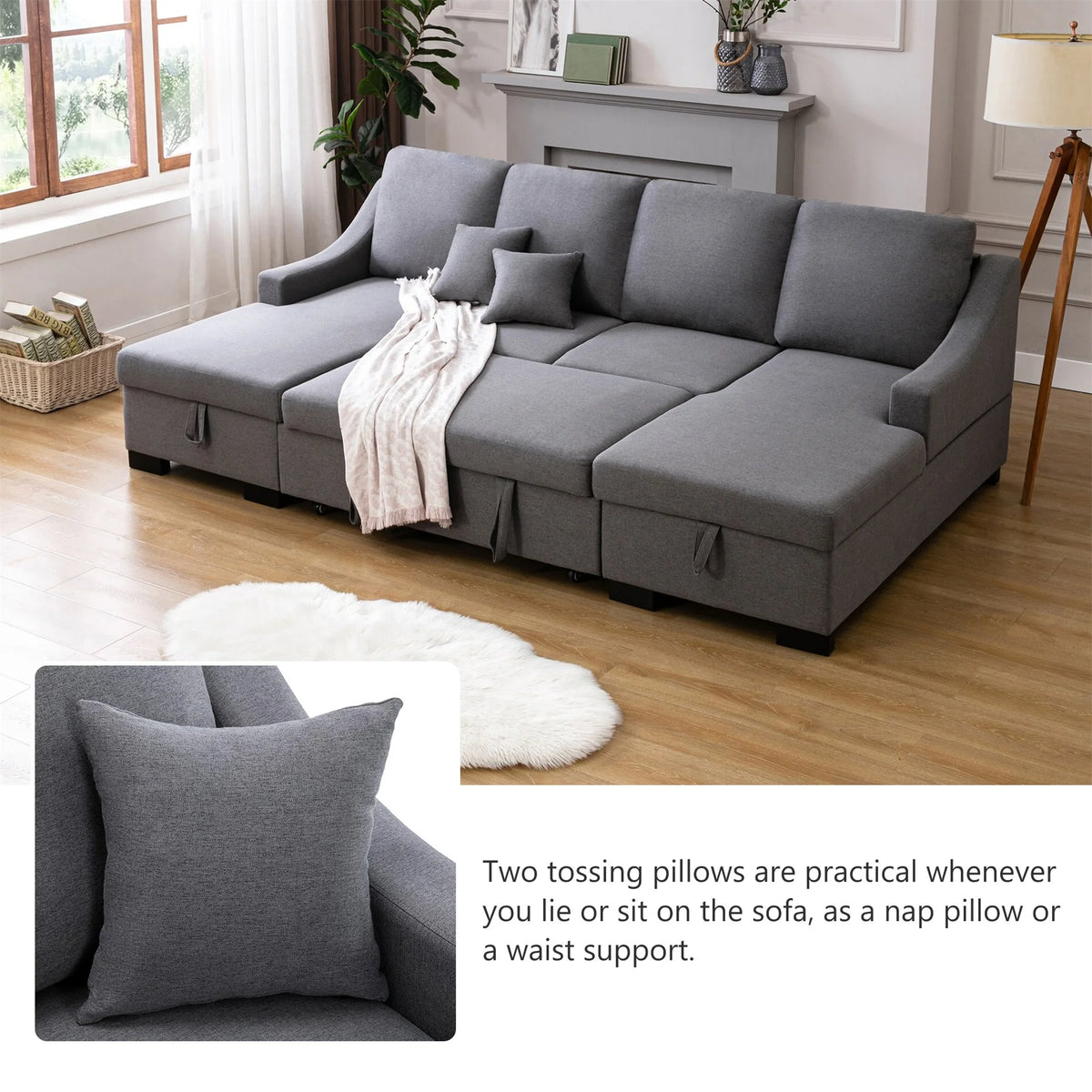 Upholstery Sleeper Sofa with Double Storage Spaces S203670