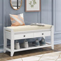 White Shoe Rack with Cushioned Seat and Drawers W176