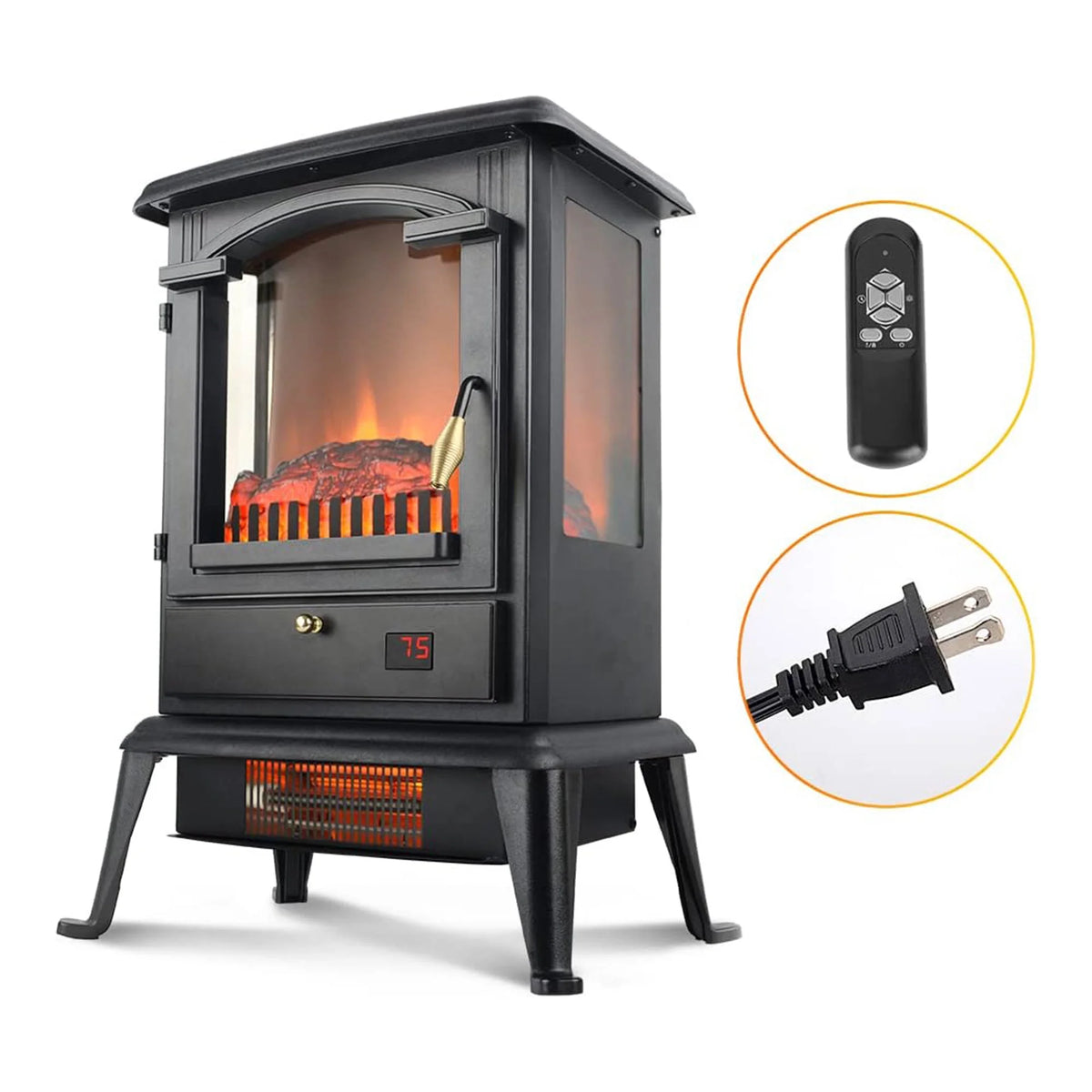 Electric Fireplace Heater Stove with Remote 2 Pack Y479044