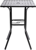 Black Square Patio Height Bar Table with Umbrella Hole S73764