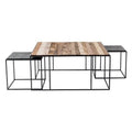 Reclaimed Wood & Iron Nested Coffee Tables, Black & Brown - Set of 3 W7323