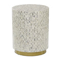 18" x 22" White Mother of Pearl Accent Table with Gold Base T96003