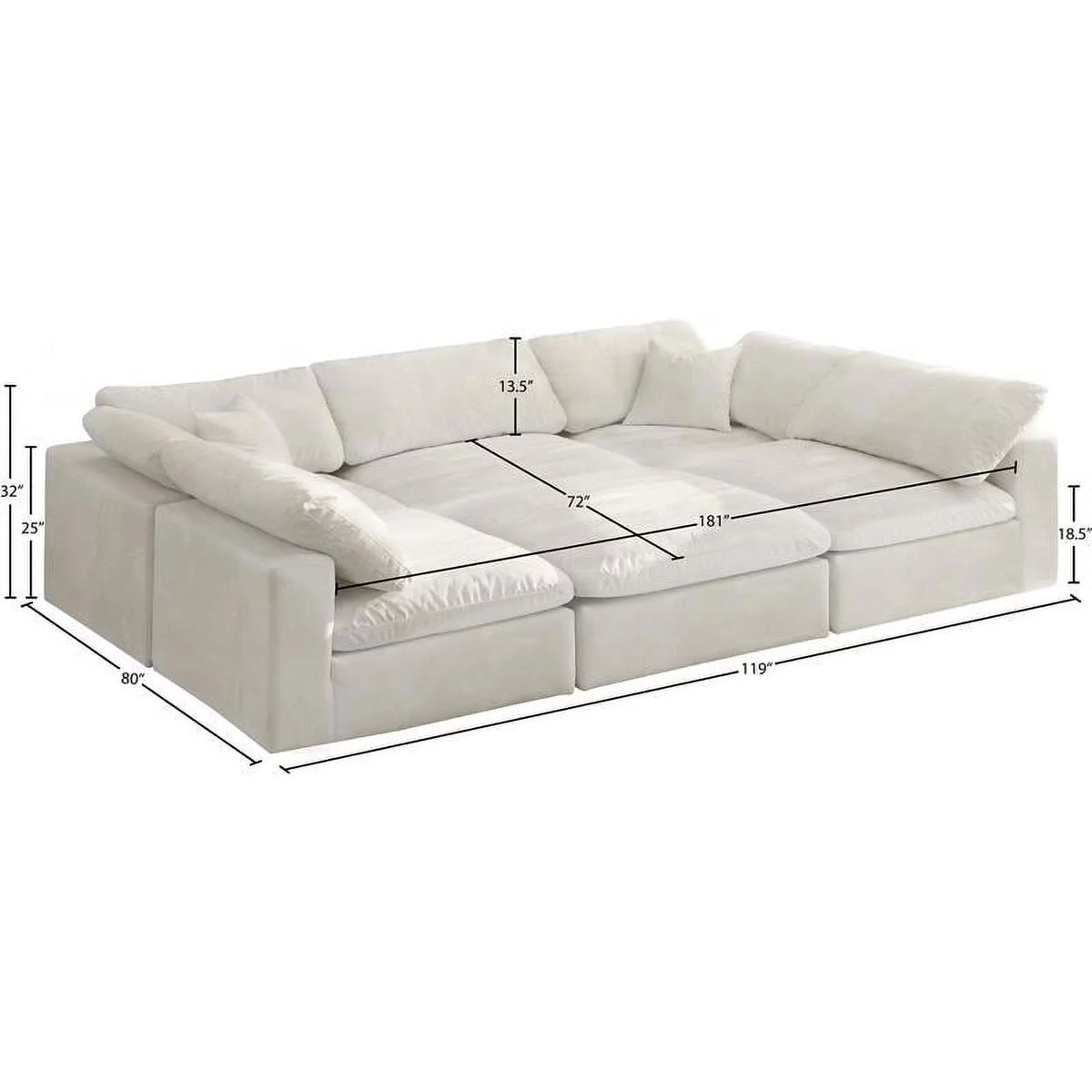 Cream Velvet Modular Sectional B558