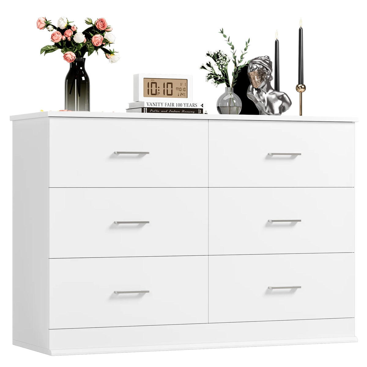 White 6 Drawer Wood Dresser I270635