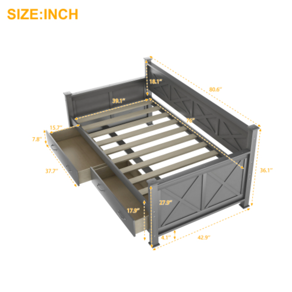 Twin Size Daybed with 2 Drawers C1462