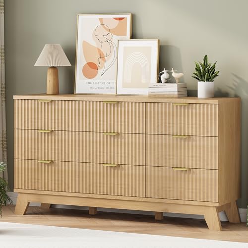 9 Drawer Fluted Wood Dresser X5058