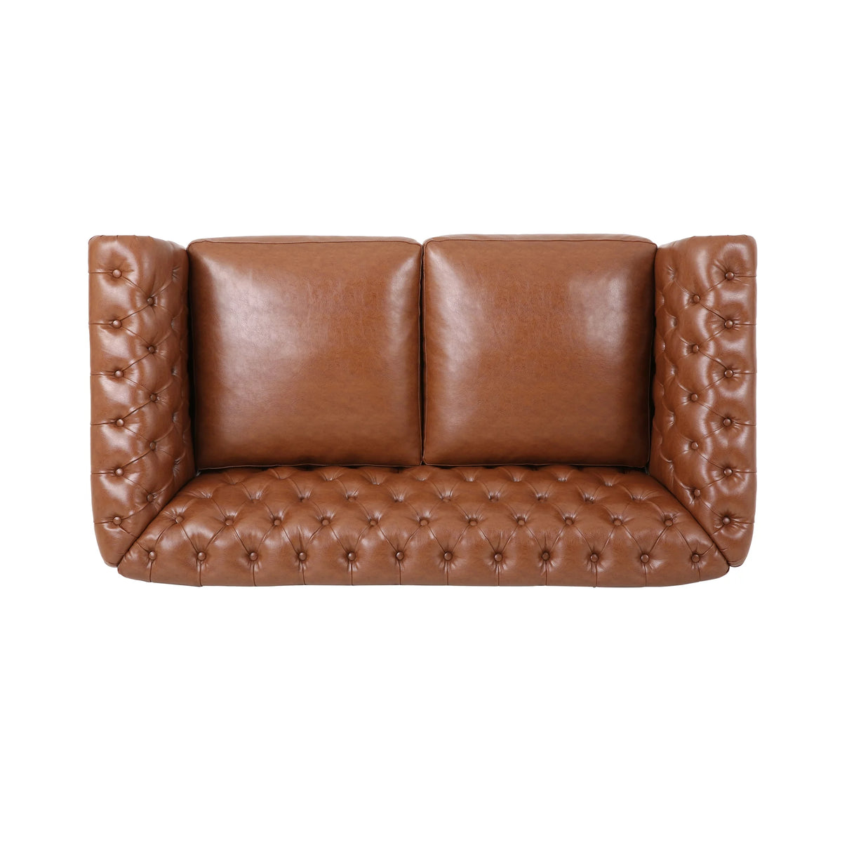 Cognac Brown Faux Leather Loveseat W836468